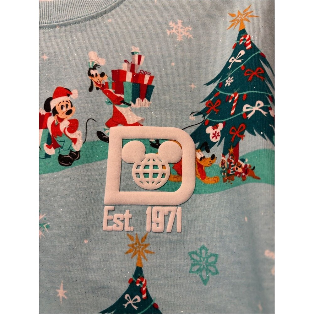 Disney Parks NWT Spirit Jersey Santa Mickey Mouse Friends Holiday Blue Size XXL - Picture 6 of 9